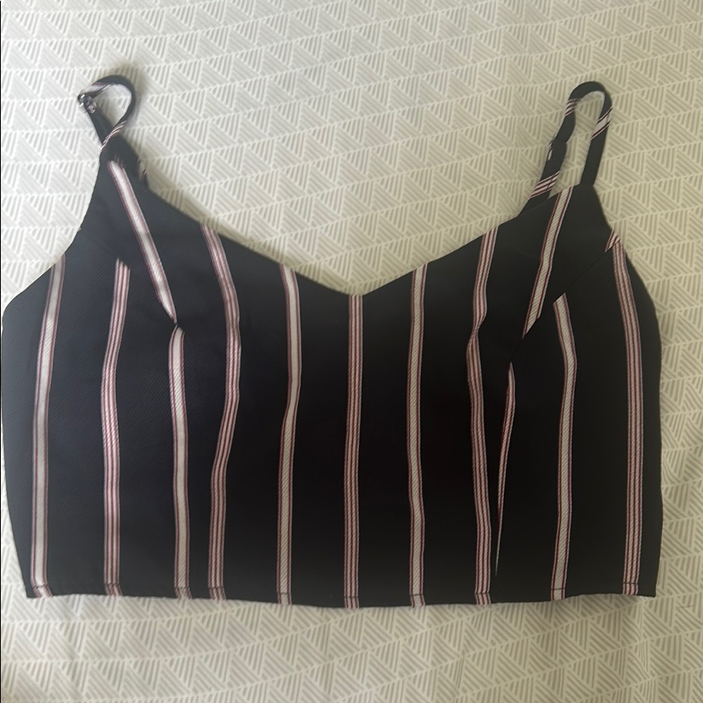 Black Striped Crop Top